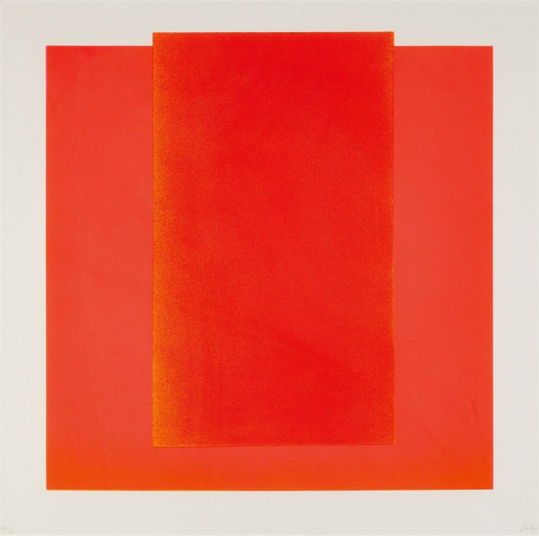 Rupprecht Geiger- litho /50- Rot auf leuchtrot from farbsequenzen- 60×60 1966